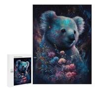 500 PCS Rompecabezas para Adolescentes Cosmic Koala with Flowers-3 Rompecabezas para Adolescentes para Aliviar El Estrés. Cada Pieza Es Única Toda La Familia.
