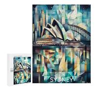 500 PCS Rompecabezas para Adolescentes Cubist Sydney Skyline with Opera House and Harbour Bridge Rompecabezas para Adultos Juego Práctico Difícil Interacción Entre Padres E Hijos 500 PCS