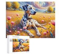 500 PCS Rompecabezas para Adolescentes Dalmatian in Flower Field Rompecabezas para Adultos Juego De Ingenio Regalos para Mujeres Cumpleaños Y Navidad 500 PCS
