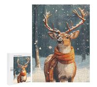 500 PCS Rompecabezas para Adolescentes Deer in Winter Wonderland Rompecabezas para Adultos Juguetes Antiestrés Desafío Difícil Cumpleaños
