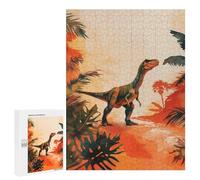 500 PCS Rompecabezas para Adolescentes Dinosaur in Jungle Illustration Rompecabezas para Adultos Juegos Relajantes Mejora La Memoria Interacción Entre Padres E Hijos 500 PCS