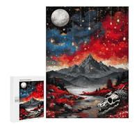 500 PCS Rompecabezas para Adolescentes Dragon Skull Landscape with Red Flowers Rompecabezas para Adultos Juguetes Antiestrés Decoración De Pared Diversión Actividades En Casa, 500 PCS