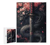 500 PCS Rompecabezas para Adolescentes Dragon Sword with Cherry Blossoms -5 Rompecabezas para Adolescentes Desafío Difícil Cada Pieza Es Única - Juguetes Educativos De Aprendizaje 500 PCS