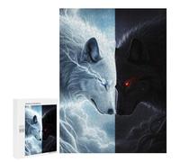 500 PCS Rompecabezas para Adolescentes Dual Wolves Light and Dark Rompecabezas para Adultos Juego Práctico Difícil Difícil Único Cumpleaños Y Regalos 500 PCS