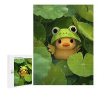 500 PCS Rompecabezas para Adolescentes Duckling with Frog Hat in Lilypads Rompecabezas para Adultos Juegos Divertidos Regalo De Cumpleaños Cumpleaños Y Navidad 500 PCS