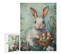 500 PCS Rompecabezas para Adolescentes Easter Bunny with Basket of Eggs-3 Rompecabezas para Adultos Juguete Decoración De Pared Patrón De Montaje Cumpleaños 500 PCS
