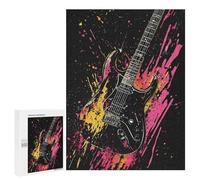 500 PCS Rompecabezas para Adolescentes Electric Guitar Splash Art Rompecabezas para Adultos Juegos Familiares Desafío Difícil Ayuda A Ejercitar El Cerebro 500 PCS