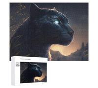 500 PCS Rompecabezas para Adolescentes Enchanted Black Panther Portrait Rompecabezas para Adolescentes Juguetes Antiestrés Vacaciones En Casa Matar El Tiempo Desafío Educativo 500 PCS