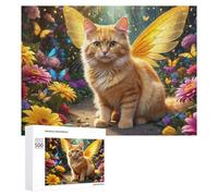 500 PCS Rompecabezas para Adolescentes Enchanted Butterfly Cat Garden Rompecabezas para Adultos Juego Práctico Desafío Difícil Cumpleaños Y Navidad 500 PCS
