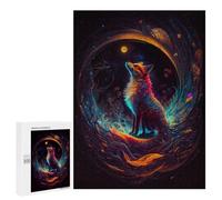 500 PCS Rompecabezas para Adolescentes Enchanted Fox Gazing at The Moon Rompecabezas para Adultos Juguetes Antiestrés Desafío Difícil Cumpleaños