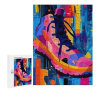 500 PCS Rompecabezas para Adolescentes Expressionist Geometry Sneaker - Vibrant Abstract Street Art Rompecabezas para Adultos Juegos Divertidos Regalo De Cumpleaños Cumpleaños Y Navi