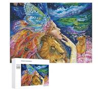 500 PCS Rompecabezas para Adolescentes Fantasy Artwork with Lion Butterfly Woman Rompecabezas para Adultos Juego Familiar Análisis Y Lógica Regalos para Reducir El Estrés 500 PCS