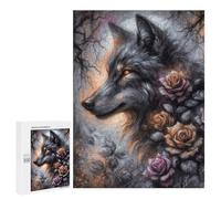 500 PCS Rompecabezas para Adolescentes Fantasy Charcoal Wolf in A Rose Forest Rompecabezas para Adultos Regalos De Cumpleaños Juego Familiar Apto para Personas De 14 Años En Adelante 500 PCS