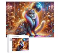 500 PCS Rompecabezas para Adolescentes Festive Cat in Luxury Costume Rompecabezas para Adultos Juego Familiar Análisis Y Lógica Regalos para Reducir El Estrés 500 PCS