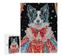 500 PCS Rompecabezas para Adolescentes Festive Dog with Gift Rompecabezas para Adultos Juegos Familiares Desafío Difícil Ayuda A Ejercitar El Cerebro 500 PCS