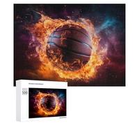 500 PCS Rompecabezas para Adolescentes Flaming Basketball Ignite Your Game! -1 Rompecabezas para Adultos Juego Familiar Análisis Y Lógica Regalos para Reducir El Estrés 500 PCS