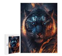 500 PCS Rompecabezas para Adolescentes Flaming Tiger Art Print Rompecabezas para Adolescentes Actividades Familiares para Cumpleaños, Navidad 500 PCS