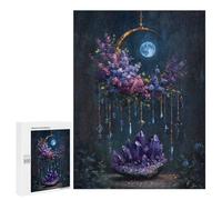500 PCS Rompecabezas para Adolescentes Floral Crescent Moon with Amethyst Crystals Rompecabezas para Adultos Regalos De Cumpleaños Juego Familiar Apto para Personas De 14 Años En Adelante 500 PCS