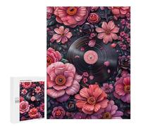 500 PCS Rompecabezas para Adolescentes Floral Vinyl Record Rompecabezas para Adultos Juego Práctico Difícil Interacción Entre Padres E Hijos 500 PCS