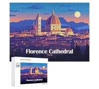 500 PCS Rompecabezas para Adolescentes Florence Cathedral Italy Cityscape Illustration Rompecabezas para Adultos Juego De Ingenio Análisis Y Lógica Cumpleaños 500 PCS