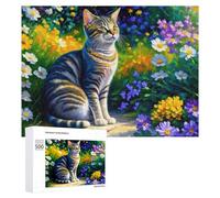 500 PCS Rompecabezas para Adolescentes Flower Garden Cat Painting Rompecabezas para Adultos Juego Práctico Desafío Difícil Cumpleaños Y Navidad 500 PCS