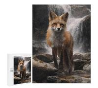500 PCS Rompecabezas para Adolescentes Fox by Waterfall Painting Rompecabezas para Adultos Juego Práctico Desafío Difícil 500 PCS