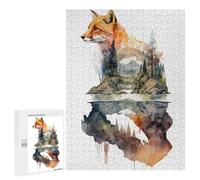 500 PCS Rompecabezas para Adolescentes Fox Watercolors 2 Rompecabezas para Adultos Juegos Relajantes Mejora La Memoria Interacción Entre Padres E Hijos 500 PCS