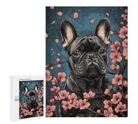 500 PCS Rompecabezas para Adolescentes French Bulldog with Cherry Blossoms Art Cute Bulldog Gift Rompecabezas para Adultos Juegos Relajantes Que Mejoran La Memoria Actividades Divertidas En Casa 500