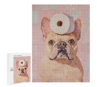 500 PCS Rompecabezas para Adolescentes French Bulldog with Toilet Paper Juegos Familiares De Rompecabezas para Adultos Que Mejoran La Memoria Ayudan A Ejercitar El Cerebro 500 PCS