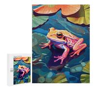 500 PCS Rompecabezas para Adolescentes Frog on A Lake Painting Rompecabezas para Adultos Juegos Familiares Mejora La Memoria Regalos para Amigos Y Familiares 500 PCS