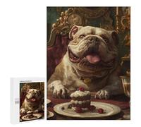 500 PCS Rompecabezas para Adolescentes Funny Bulldog Cake Cute Rompecabezas para Adultos Juegos Relajantes Mejora La Memoria Interacción Entre Padres E Hijos 500 PCS