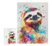 500 PCS Rompecabezas para Adolescentes Funny Sloth Watercolor Rompecabezas para Adultos Juegos Relajantes Mejora La Memoria Interacción Entre Padres E Hijos 500 PCS