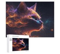500 PCS Rompecabezas para Adolescentes Galactic Cat Profile Cosmic Whiskers Rompecabezas para Adultos Juego Familiar Análisis Y Lógica Regalos para Reducir El Estrés 500 PCS