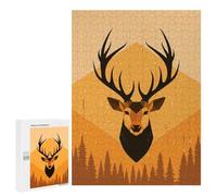500 PCS Rompecabezas para Adolescentes Geometric Deer Vector Portrait with Forest Design Rompecabezas para Adultos Juegos Relajantes Que Mejoran La Memoria Actividades Divertidas En Casa 500 PCS