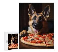 500 PCS Rompecabezas para Adolescentes German Shepherd Pizza Dog Rompecabezas para Adultos, Decoración De Pared, Corte De Precisión, Cumpleaños