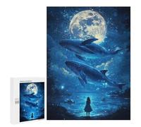 500 PCS Rompecabezas para Adolescentes Girl Gazing at Whales Rompecabezas para Adolescentes Juegos Divertidos Análisis Y Lógica Cumpleaños 500 PCS