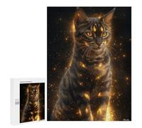 500 PCS Rompecabezas para Adolescentes Golden Glow Bengal Cat - Mystical Feline Art - Enchanted Cat Portrait Rompecabezas para Adultos Juego Práctico Difícil Interacción Entre Padres E Hijos 500 PCS