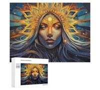 500 PCS Rompecabezas para Adolescentes Golden Sun Headdress Fantasy Art Rompecabezas para Adolescentes Juguetes Antiestrés Vacaciones En Casa Matar El Tiempo Desafío Educativo 500 PCS