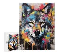 500 PCS Rompecabezas para Adolescentes Gray Wolf Banksy Graffiti Rompecabezas para Adultos Juegos Familiares Desafío Difícil Ayuda A Ejercitar El Cerebro 500 PCS