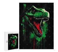 500 PCS Rompecabezas para Adolescentes Green T-Rex Head with Red Accents Rompecabezas para Adultos Juego Práctico Difícil Interacción Entre Padres E Hijos 500 PCS