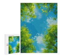 500 PCS Rompecabezas para Adolescentes Green Trees and Blue Sky Rompecabezas para Adultos Juego Práctico Difícil Interacción Entre Padres E Hijos 500 PCS