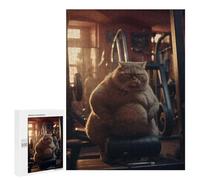 500 PCS Rompecabezas para Adolescentes Grumpy Fat Cat Fitness Rompecabezas para Adultos, Decoración De Pared, Corte De Precisión, Cumpleaños