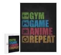 500 PCS Rompecabezas para Adolescentes Gym Game Anime Repeat - Funny Gamer & Fitness Rompecabezas para Adolescentes Actividades Familiares para Cumpleaños, Navidad 500 PCS
