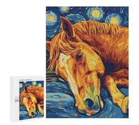 500 PCS Rompecabezas para Adolescentes Horse in Starry Night Style Rompecabezas para Adultos Juego Práctico Difícil Interacción Entre Padres E Hijos 500 PCS