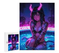 500 PCS Rompecabezas para Adolescentes Hot Neon Demon Girl in The Pool Rompecabezas para Adolescentes para Aliviar El Estrés. Cada Pieza Es Única Toda La Familia.