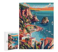 500 PCS Rompecabezas para Adolescentes Italys Vibrant Coast Rompecabezas para Adultos Juegos De Relajación Decoración De Pared Ayuda A Ejercitar El Cerebro 500 PCS
