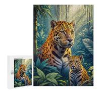 500 PCS Rompecabezas para Adolescentes Jaguar with Cub in Forest Rompecabezas para Adultos Juegos Relajantes Mejora La Memoria Interacción Entre Padres E Hijos 500 PCS