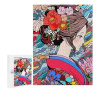 500 PCS Rompecabezas para Adolescentes Japanese Kimono Flower Art Rompecabezas para Adultos Juegos Familiares Mejora La Memoria Regalos para Amigos Y Familiares 500 PCS