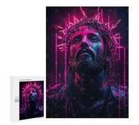 500 PCS Rompecabezas para Adolescentes Jesus in Neon Lights Rompecabezas para Adultos Juguetes Antiestrés Desafío Difícil Cumpleaños