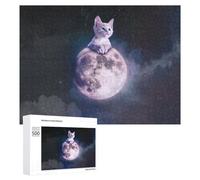500 PCS Rompecabezas para Adolescentes Kitten on The Moon Rompecabezas para Adultos Juego Familiar Análisis Y Lógica Regalos para Reducir El Estrés 500 PCS